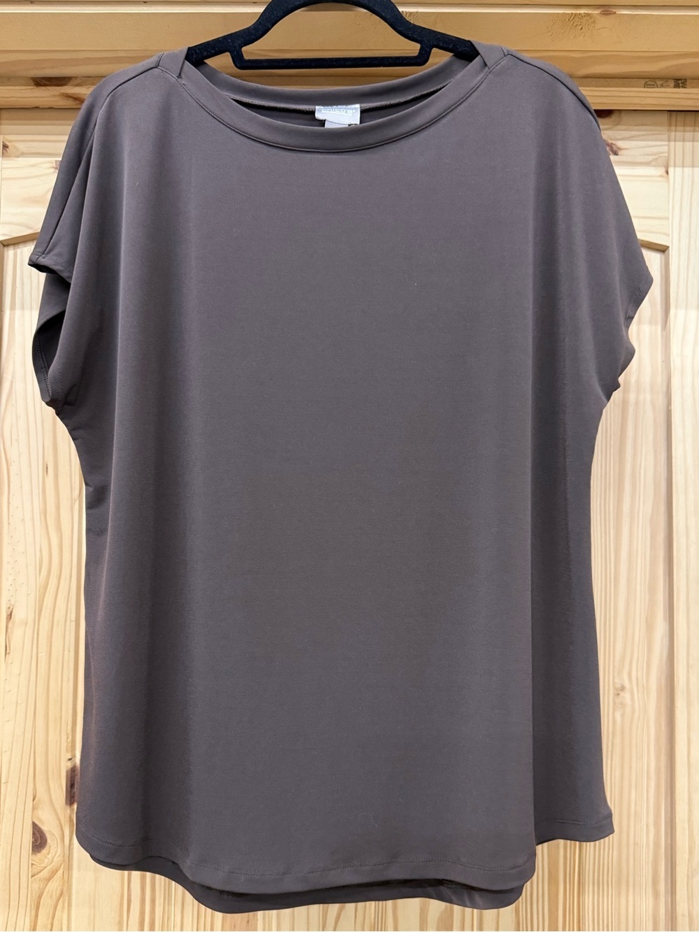 Chico's Brown‎ Cap Sleeve Boat Neck Knit Top Size 3